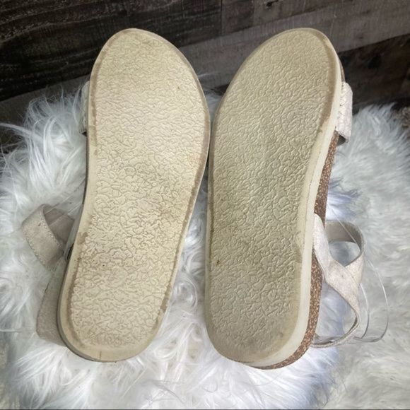 Muses and Cloud Beige Braided Ankle Strap Cork Accent Sandals - Picture 7 of 8